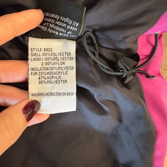 Body Glove Women's‎ Magenta Snow Ski Jacket w/Fur Lined Detachable Hood-Size Lge - Picture 8 of 16